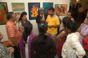 Shrikant Kadam having a dialogue with audience at Artfest 09, Indiaart Gallery